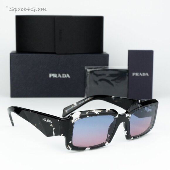 NEW Prada PR27ZS 15O60E Black Tortoise Blue Magenta Square Unisex Sunglasses - Picture 3 of 6